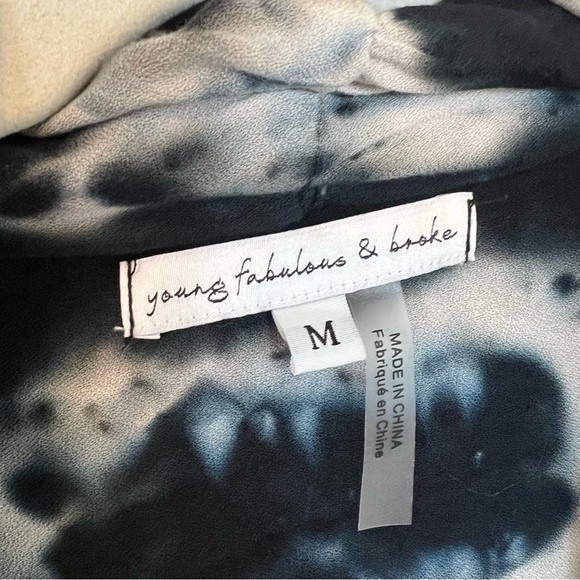 Young Fabulous & Broke Meia Blue Tie Dye‎ Open Front Blouse - Picture 5 of 6